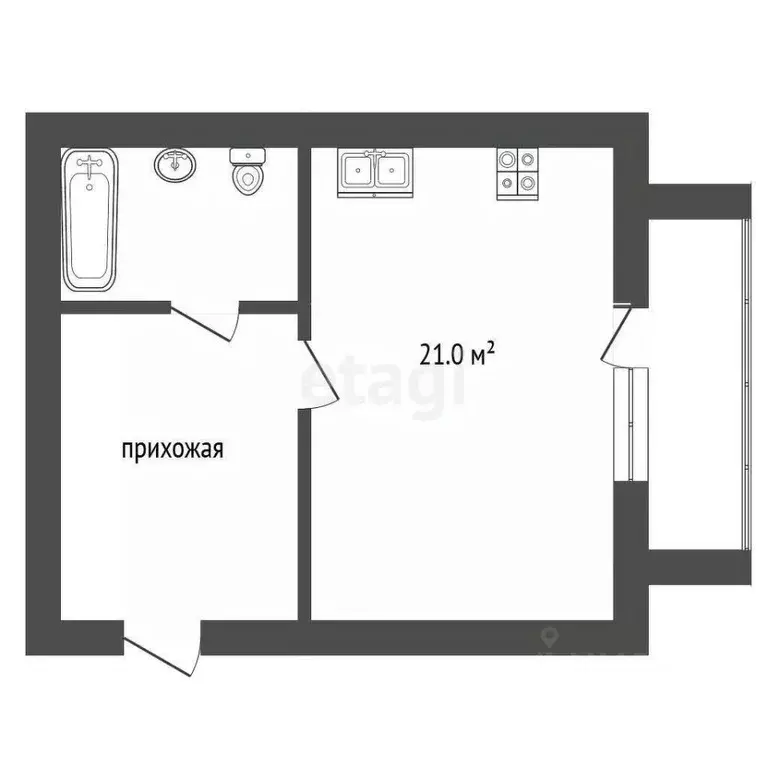 Студия Челябинская область, Троицк 5-й мкр, 19 (24.0 м) - Фото 2