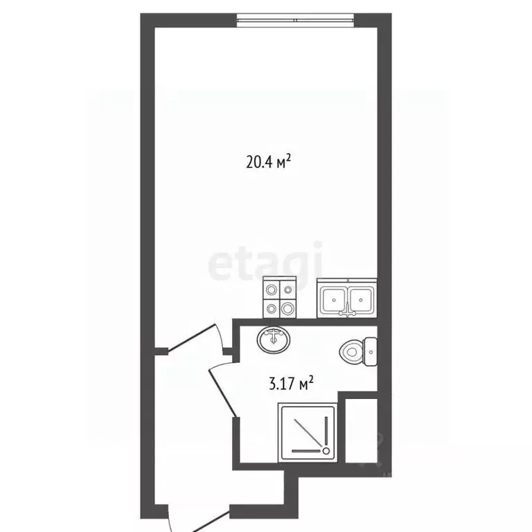 Студия Санкт-Петербург просп. Крузенштерна, 4с1 (20.4 м) - Фото 2
