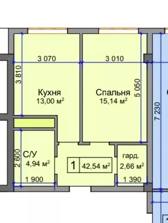 1-комнатная квартира: Нальчик, улица Атажукина, 19 (42.54 м) - Фото 0