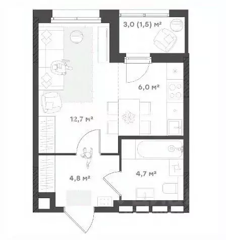 Студия Ярославская область, Ярославль Тутаевское ш., 93Б (29.7 м) - Фото 2
