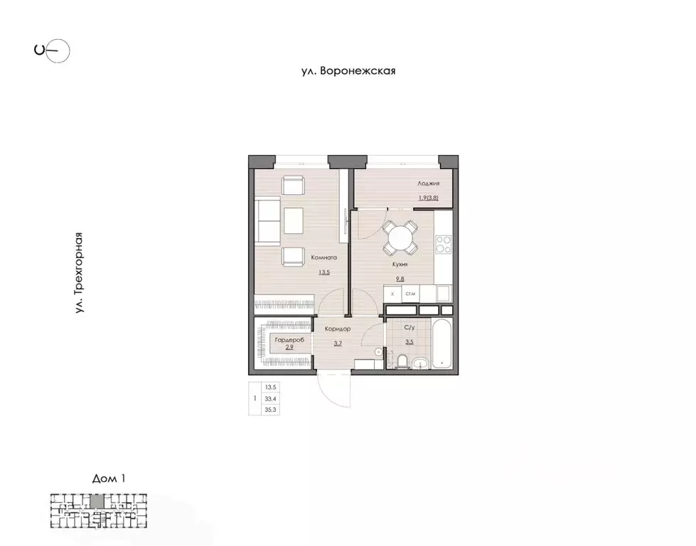 1-к кв. Хабаровский край, Хабаровск Воронежская ул., 163 (35.3 м) - Фото 1