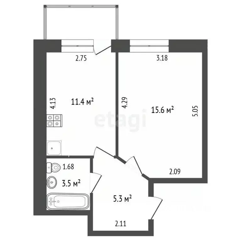 1-к кв. Ставропольский край, Кисловодск Набережная ул. (35.8 м) - Фото 2