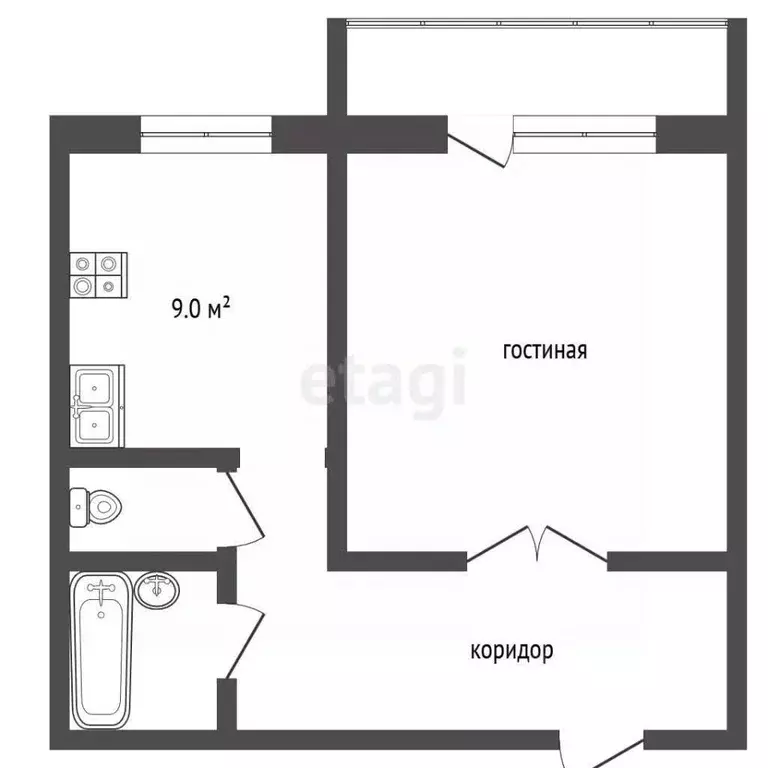 1-к кв. Челябинская область, Челябинск Подольская ул., 40 (40.2 м) - Фото 2