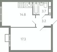 1-комнатная квартира: посёлок городского типа Молоково, жилой комплекс ... - Фото 1