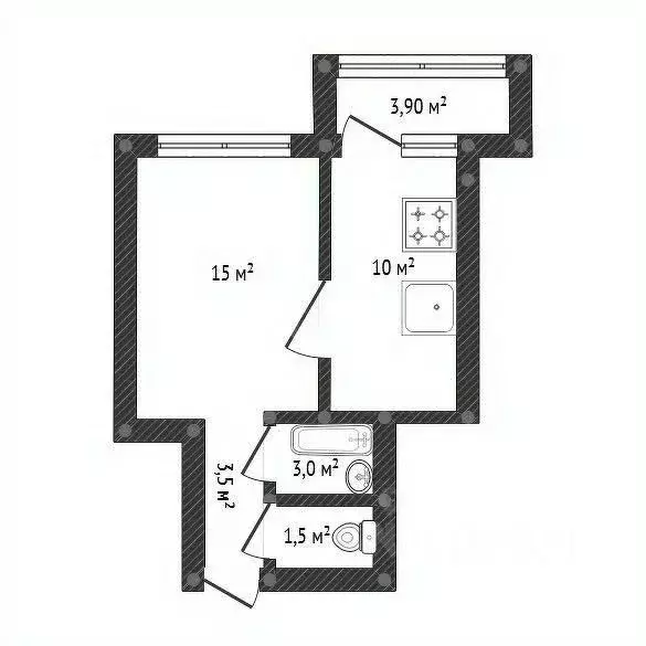 1-к кв. Башкортостан, Уфа Комсомольская ул., 135 (31.1 м) - Фото 2
