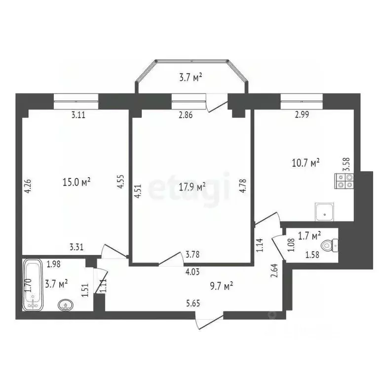 2-к кв. Ростовская область, Батайск Коммунистическая ул., 195Б (62.0 ... - Фото 0