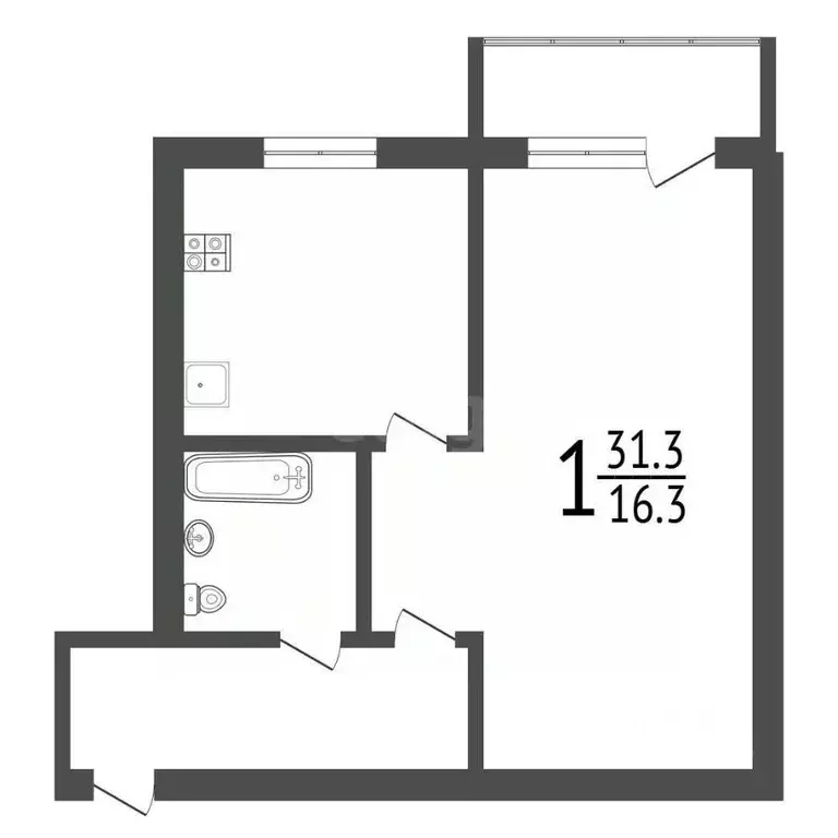1-к кв. Тульская область, Тула ул. Металлургов, 92 (31.0 м) - Фото 2