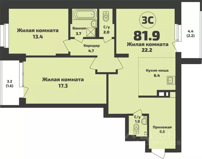 3-к кв. Новосибирская область, Новосибирский район, Станционный ... - Фото 1