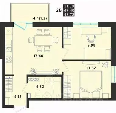 2-к кв. Псковская область, Псковский район, Завеличенская волость, д. ... - Фото 1
