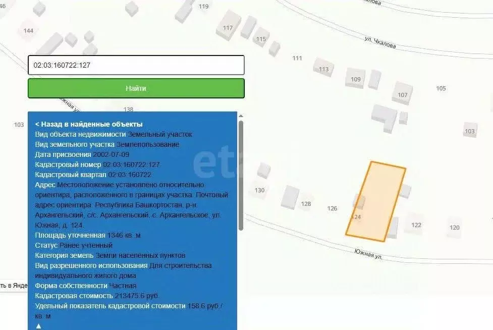 Участок в Башкортостан, с. Архангельское ул. Южная, 124 (13.46 сот.) - Фото 1