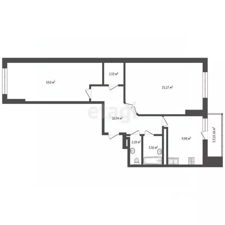 2-к кв. Ярославская область, Ярославль Красноборская ул., 38к3 (69.1 ... - Фото 2