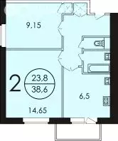 2-комнатная квартира: Москва, Есенинский бульвар, 1/26к2 (37 м) - Фото 1