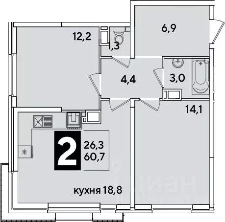 3-к кв. Краснодарский край, Краснодар ул. Ивана Беличенко, 92 (60.7 м) - Фото 0