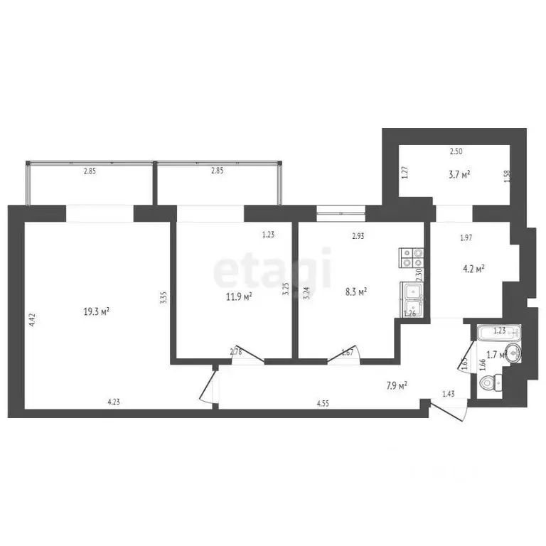 2-к кв. Севастополь ул. Симонок, 53В (57.0 м) - Фото 0