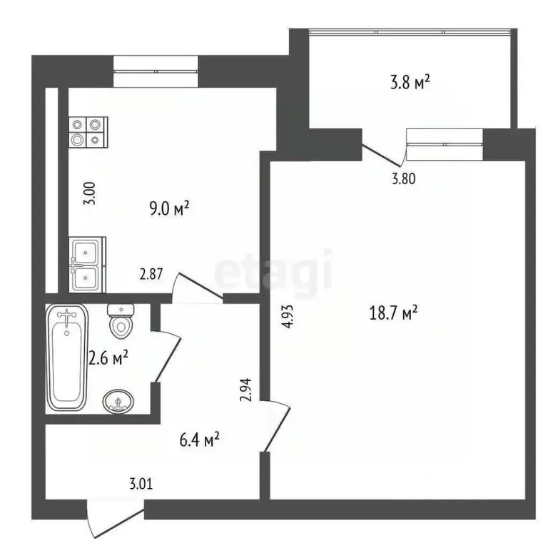 1-к кв. Ростовская область, Ростов-на-Дону Пушкинская ул., 167 (36.7 ... - Фото 1