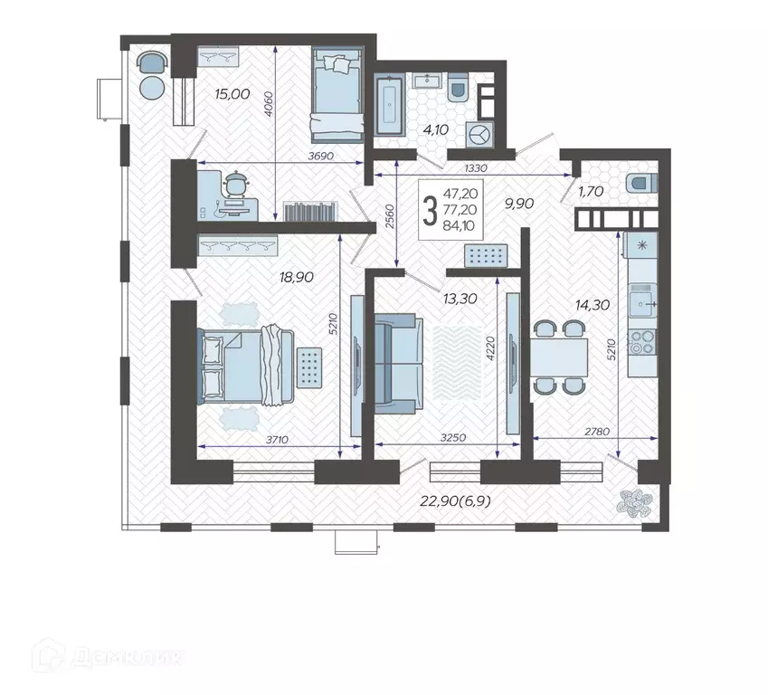Продаётся 3-к квартира, 84.1 м - Фото 0