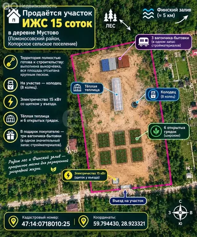 Участок в Копорское сельское поселение, деревня Мустово (15 м) - Фото 2