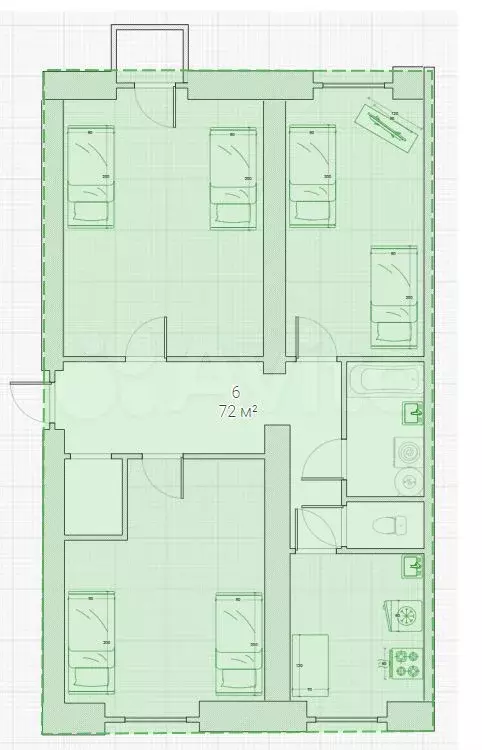 3-к. квартира, 72 м, 2/2 эт. - Фото 0