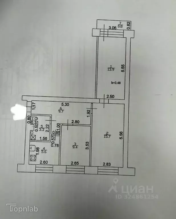 3-к кв. Татарстан, Казань просп. Ибрагимова, 61 (57.6 м) - Фото 2