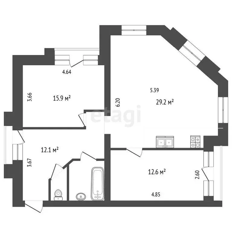 3-комнатная квартира: Архангельск, улица Карла Маркса, 37 (75.1 м) - Фото 0