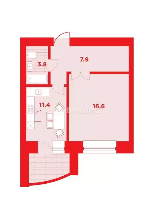 1-комнатная квартира: Благовещенск, Заводская улица, 2/4 (42 м) - Фото 1