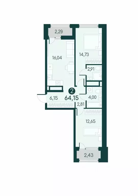 2-к кв. Курганская область, Курган Малиновые высоты жилой комплекс ... - Фото 1