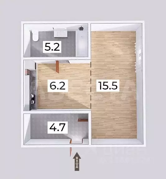 Студия Омская область, Омск наб. Иртышская, 20 (31.6 м) - Фото 2