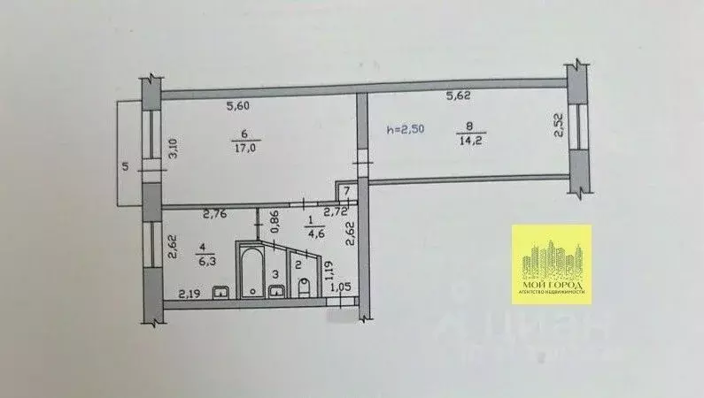 2-к кв. Ханты-Мансийский АО, Пыть-Ях 2-й Нефтяников мкр, 8 (45.4 м) - Фото 1