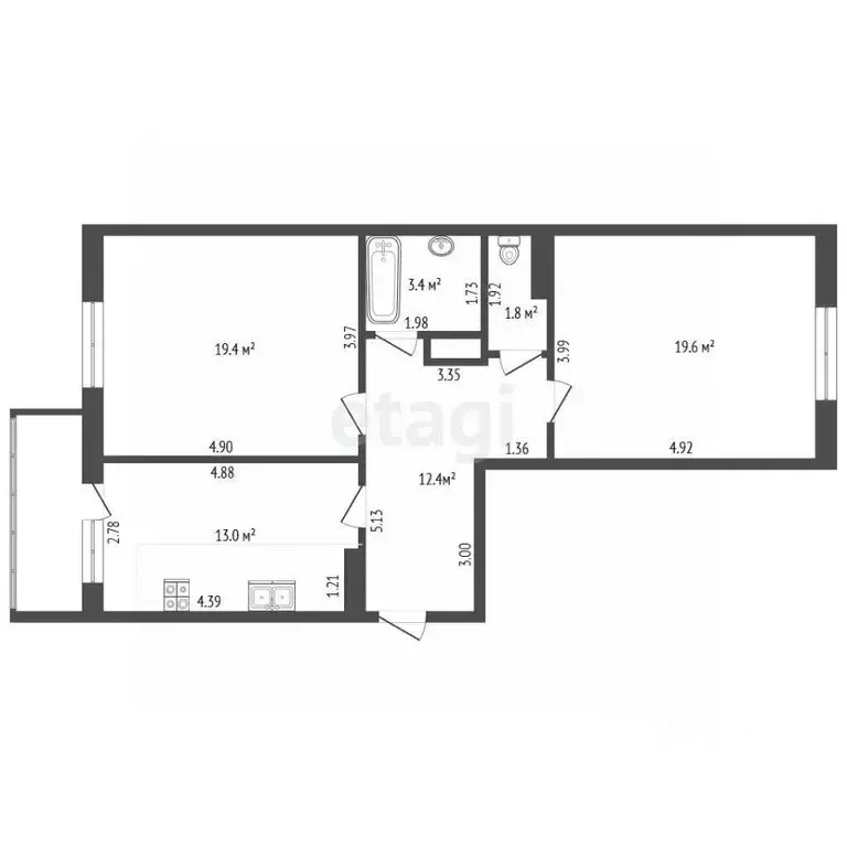 2-к кв. Крым, Феодосия ш. Симферопольское, 11к1 (69.6 м) - Фото 2