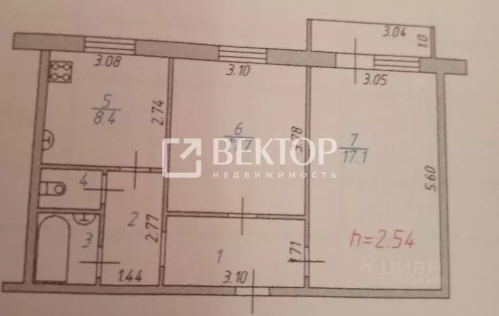 2-к кв. Ивановская область, Иваново Революционная ул., 30 (54.0 м) - Фото 1