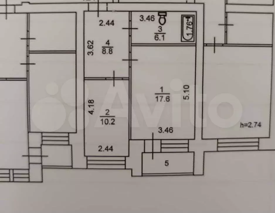 1-к. квартира, 46 м, 5/9 эт. - Фото 0