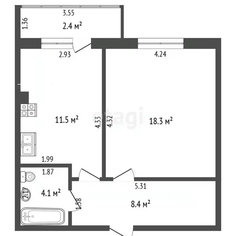 1-к кв. Калининградская область, Калининград ул. Виктора Гакуна, 10 ... - Фото 1