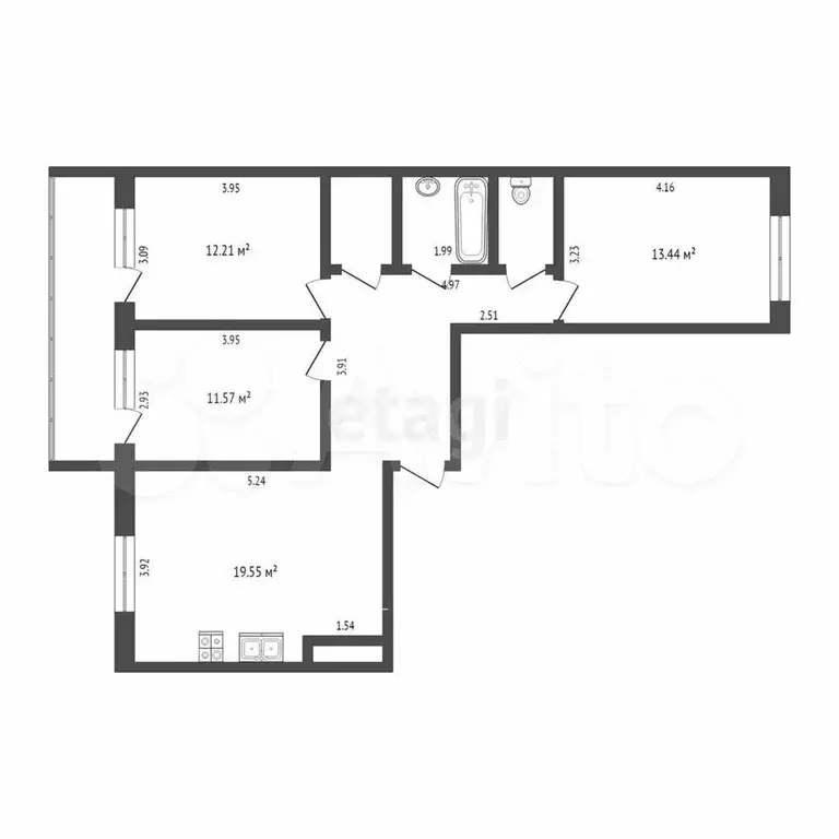 3-к. квартира, 78 м, 3/16 эт. - Фото 0