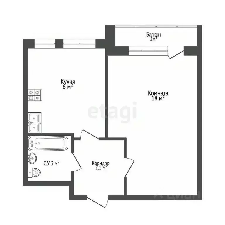1-к кв. Краснодарский край, Новороссийск ул. Исаева, 13 (29.1 м) - Фото 1