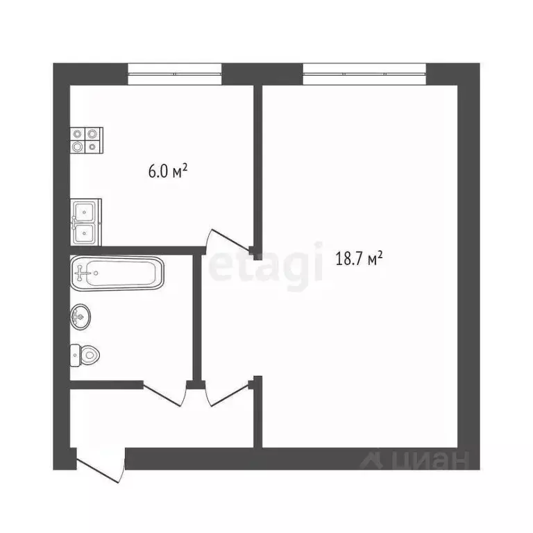 1-к кв. Самарская область, Самара Чернореченская ул., 21 (32.8 м) - Фото 2