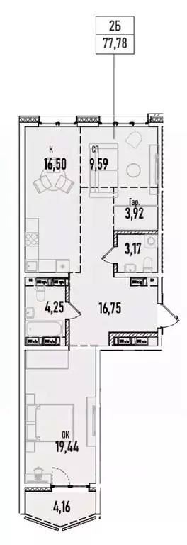 2-к кв. Иркутская область, Иркутск Донская ул., 5Д (77.78 м) - Фото 0
