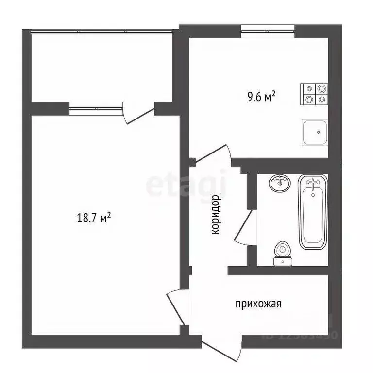 1-к кв. Воронежская область, Новоусманский район, пос. Отрадное ул. 50 ... - Фото 1