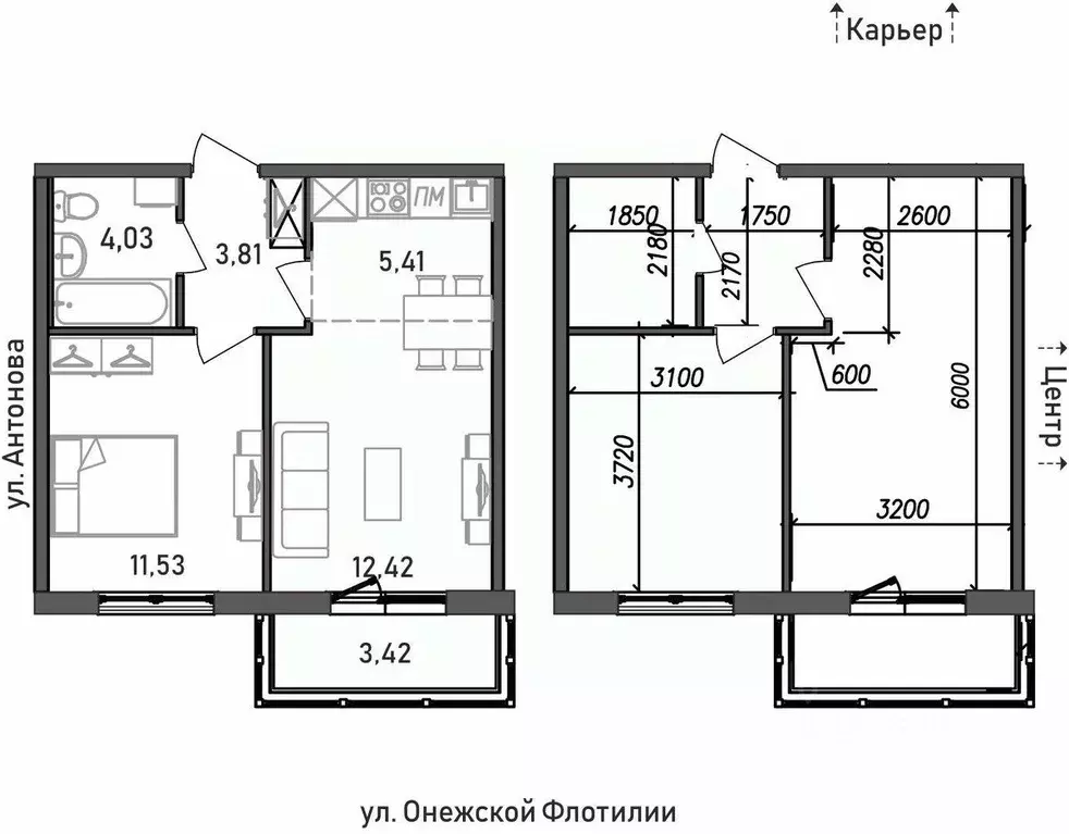 2-к кв. Карелия, Петрозаводск Флотилия жилой комплекс (41.24 м) - Фото 0