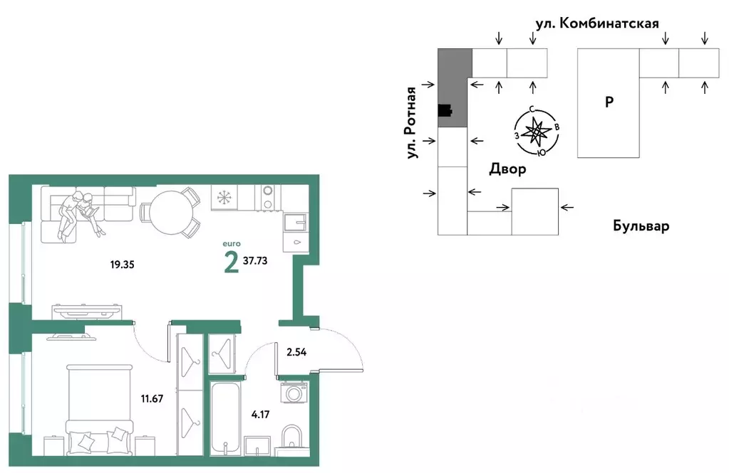 2-к кв. Свердловская область, Екатеринбург муниципальное образование, ... - Фото 1