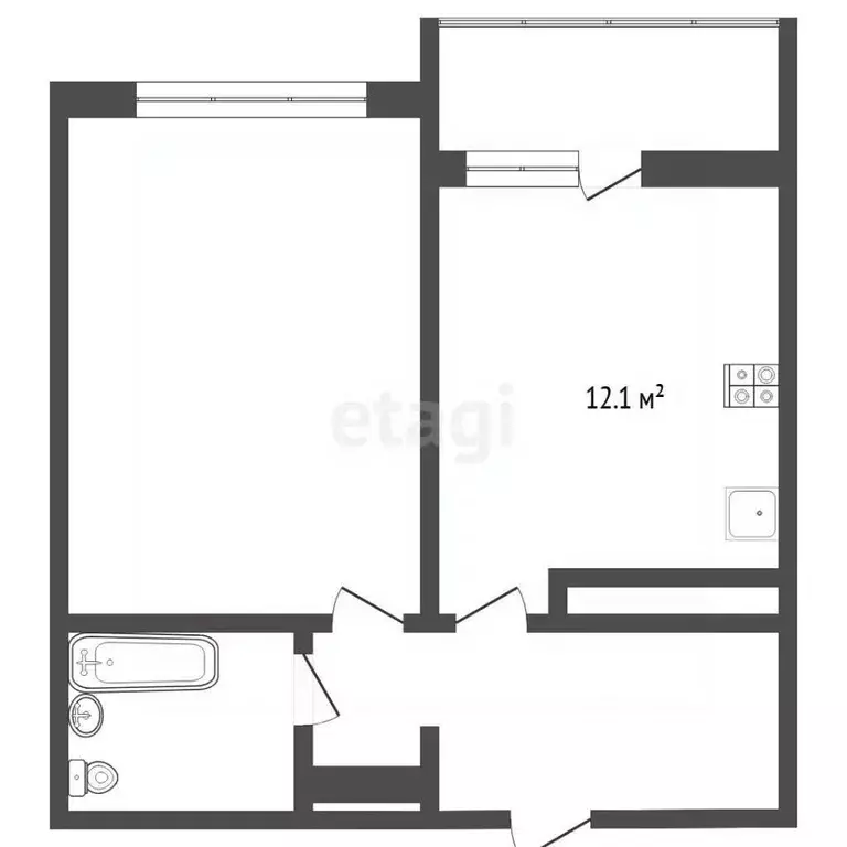 1-к кв. Тюменская область, Тюмень ул. Николая Зелинского, 19 (36.7 м) - Фото 2