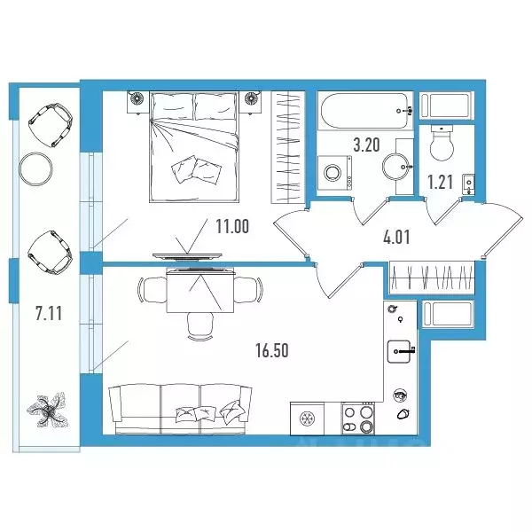 1-к кв. Санкт-Петербург ул. Тельмана, 37 (38.05 м) - Фото 1