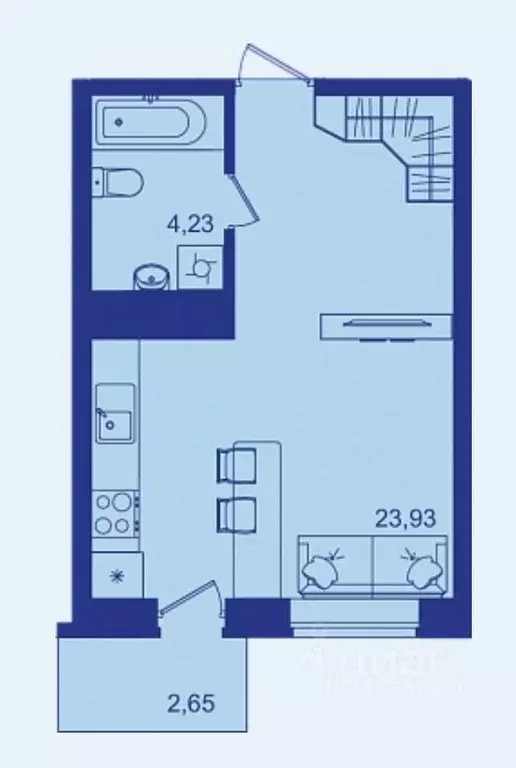 Студия Брянская область, Брянск ул. Имени И.Н. Лысенко, 12 (28.6 м) - Фото 1