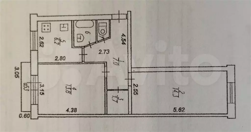 2-к. квартира, 47,8 м, 4/5 эт. - Фото 0