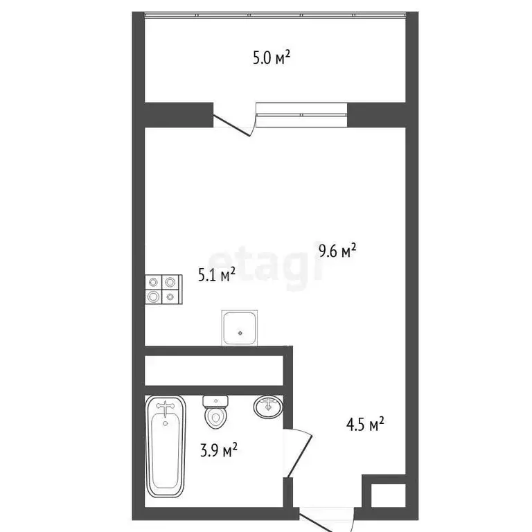 Квартира-студия: Тюмень, улица Разведчика Кузнецова, 16 (23.1 м) - Фото 1