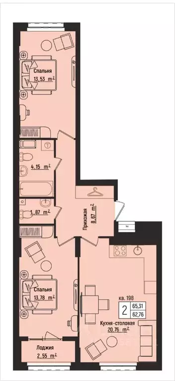 2-к кв. Нижегородская область, Нижний Новгород Литературная ул., 5 ... - Фото 1