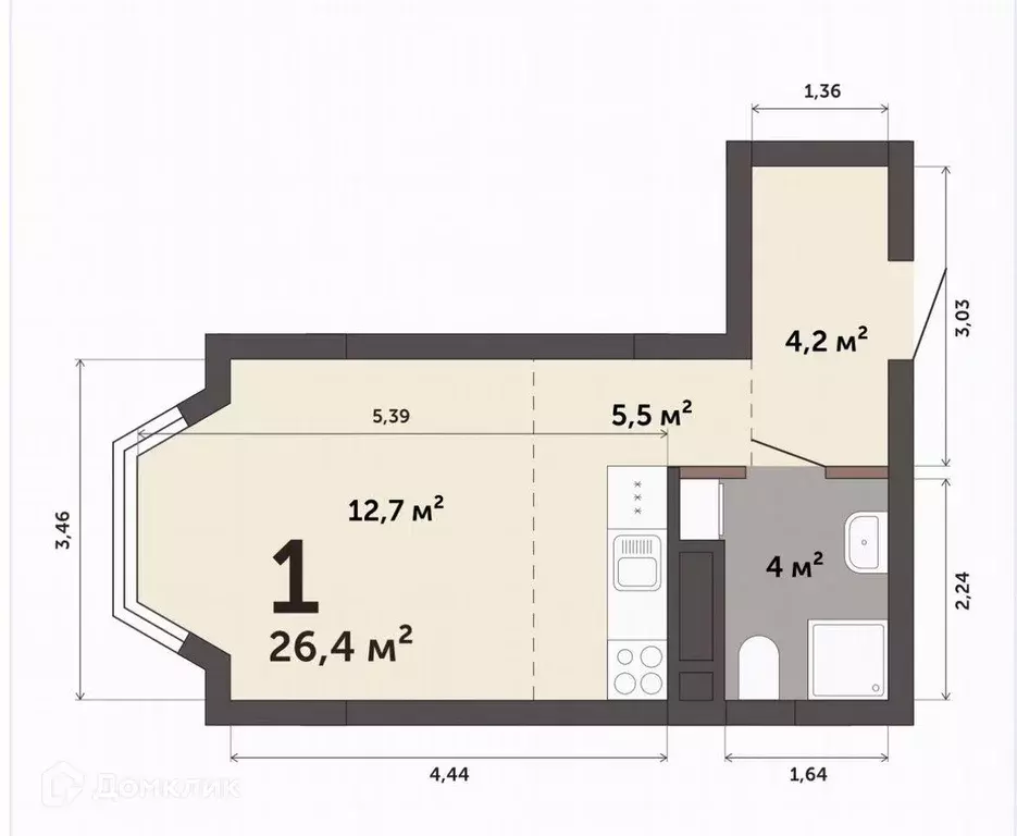 Продаётся квартира-студия, 26.4 м - Фото 1