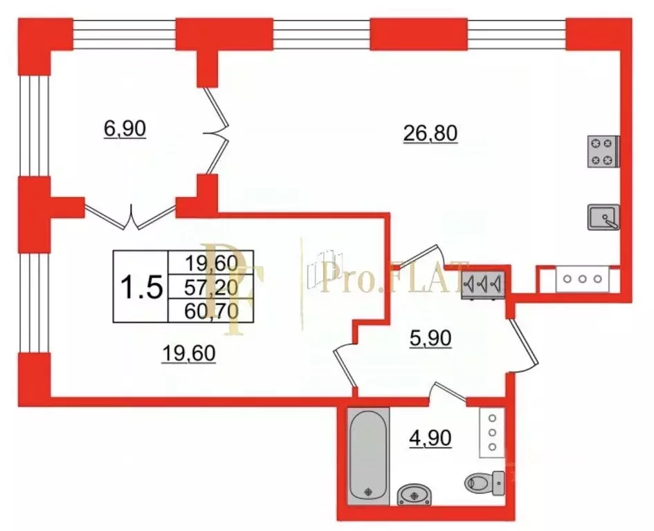 1-к кв. Санкт-Петербург Петровский просп., 28к2 (60.7 м) - Фото 1