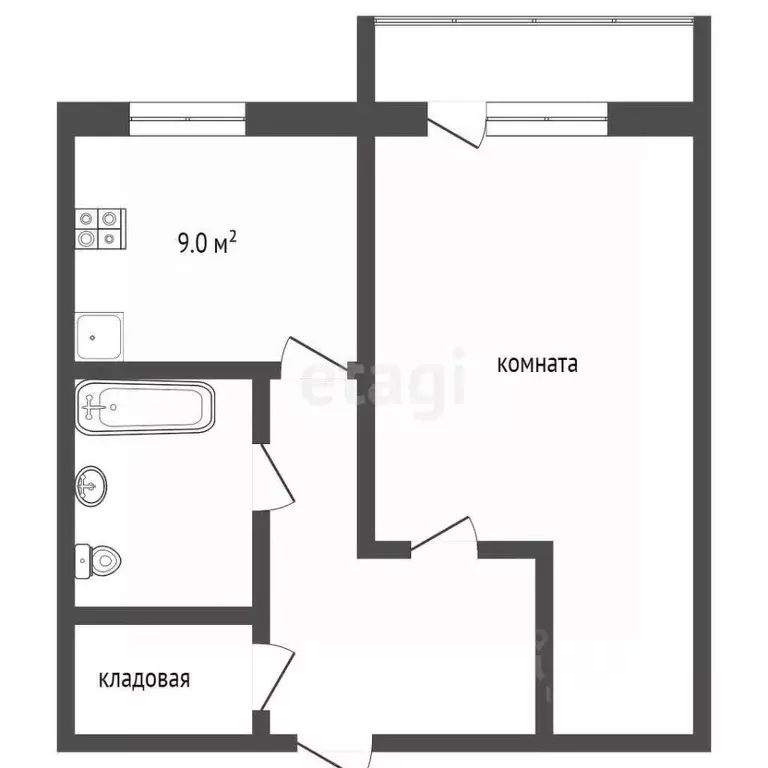 1-к кв. Владимирская область, Муром ул. Энгельса, 21 (34.8 м) - Фото 1