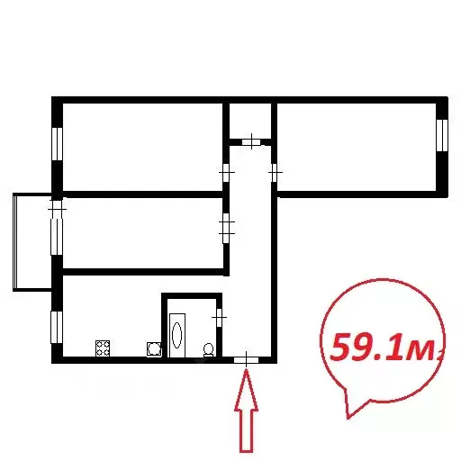 Продаётся 3-к квартира, 59.1 м - Фото 1