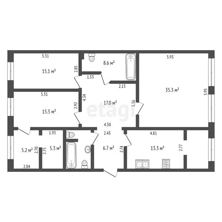 3-комнатная квартира: Астрахань, улица Генерала Епишева, 59 (131.2 м) - Фото 0